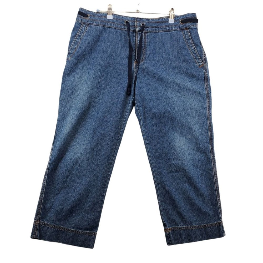 Old Navy Jeans Women's Cuffed High Rise Denim Straight Leg Blue Plus Size 14